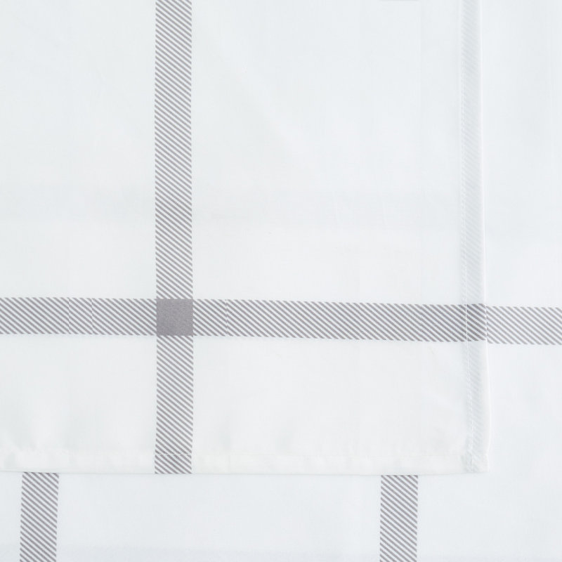 Truly Soft Printed Windowpane Microfiber Standard Plaid Sheet Set, White/Navy, King