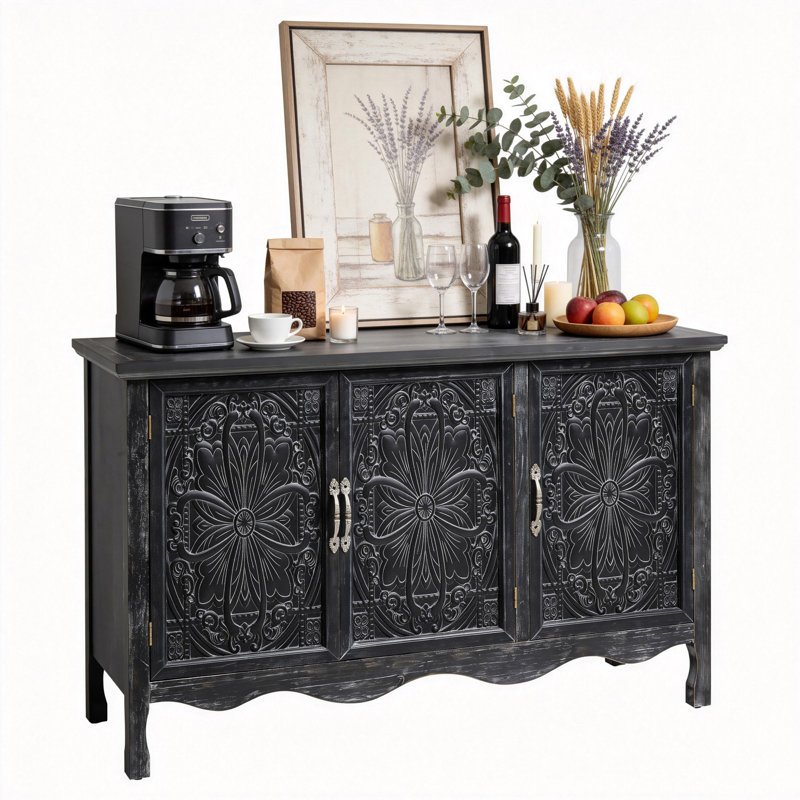 Buffet décoratif Irim, Noir patiné