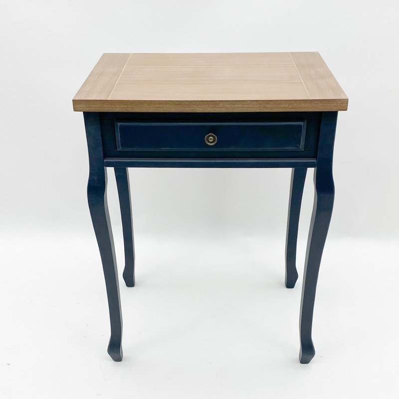 Arellanes 60cm W Solid Wood Bedside Table, Blue