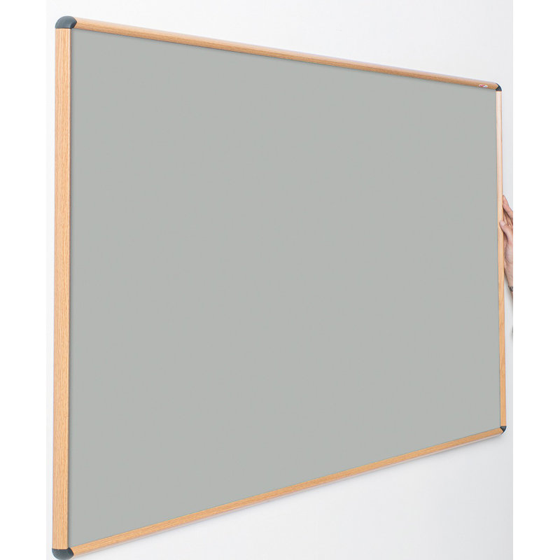 Shield Design Wood Effect Wall Mounted Bulletin Board, Light Grey, 60cm H x 90cm W