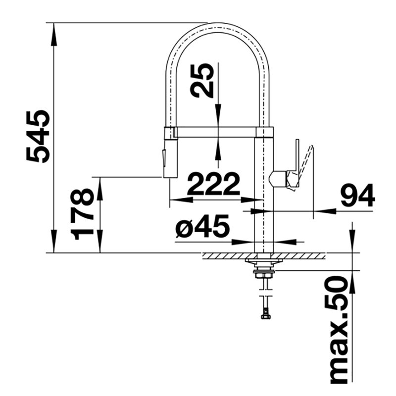 Culina-S Pull Out Single Lever Monobloc Tap, Brushed Steel