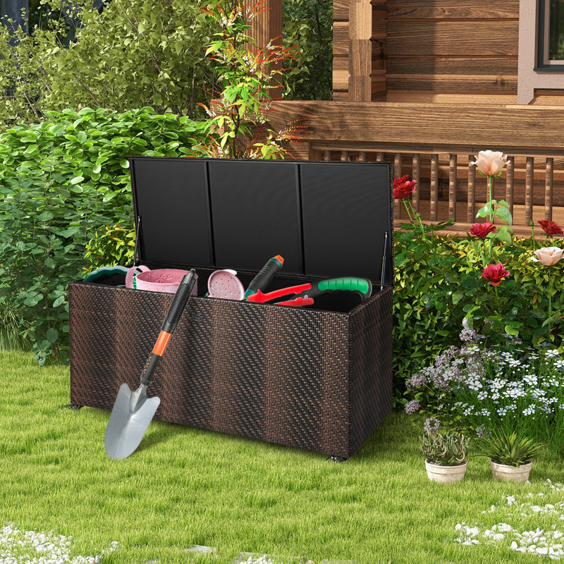 Coffre de terrasse 96 gallons Costway, Brun