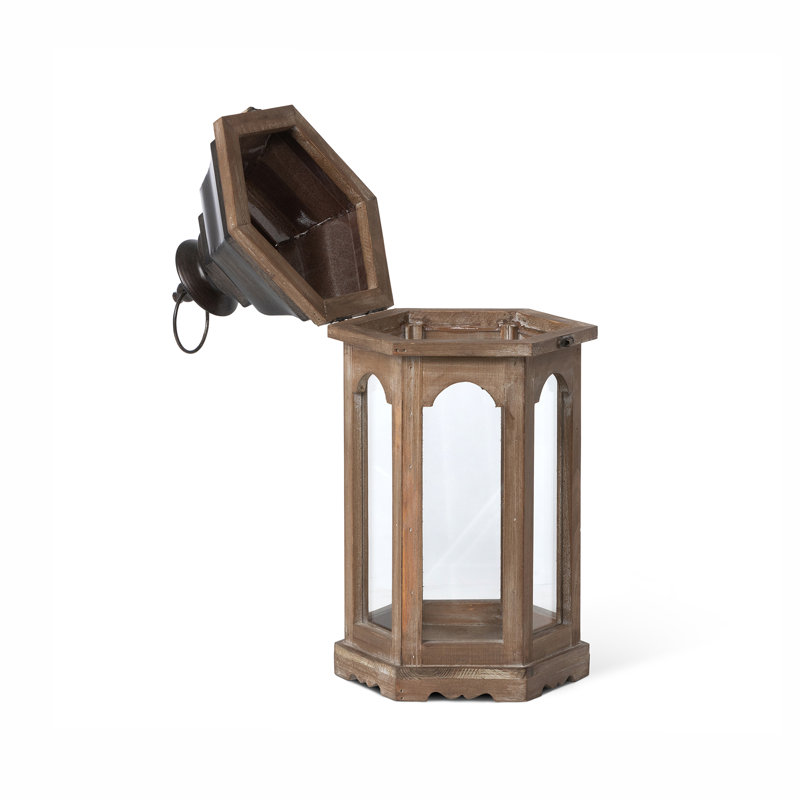 Rustic Fir Wood and Iron Hanging Lantern