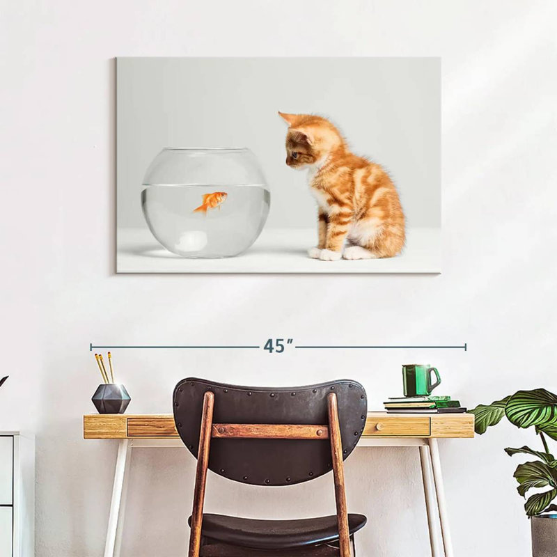 Pet Fish And Kitten, 26" H x 39" W