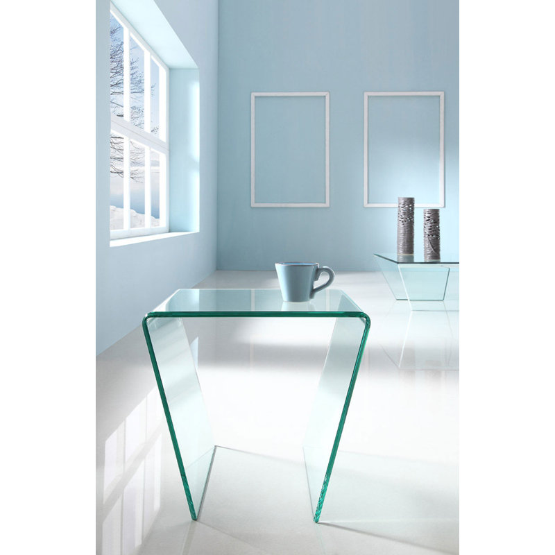 Donita Glass Top Sled End Table