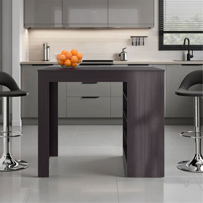 Îlot de cuisine, 4 tablettes, wengé noir