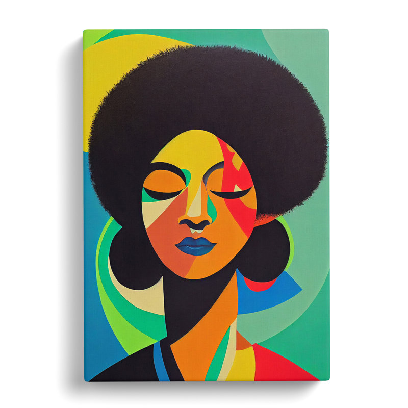 CAN-V0523-2931X Woman With Afro Abstract Vol.1 - Wrapped Canvas Print, No frame, 50cm H x 35cm W