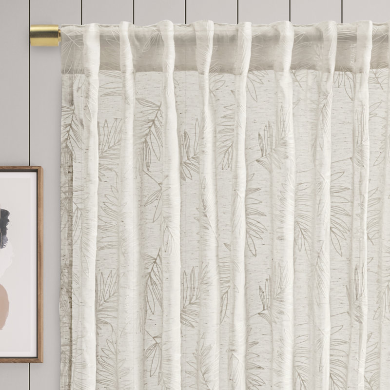 White Sheer Pleated Polyester Rod Pocket Curtain Panel 52" x 84"