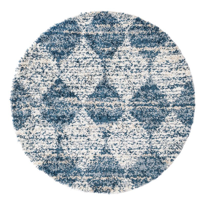 Serenity Shag Geometric Indoor Rug, Round 5'3"