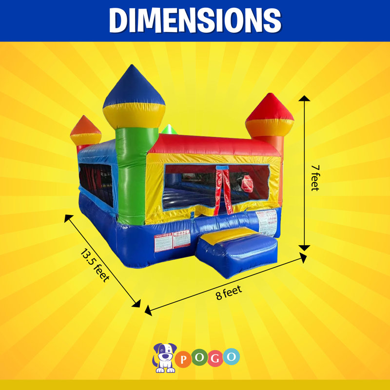 Crossover Junior Rainbow Inflatable Bounce House - 13.5 x 8 x 7 Foot - Inflatable Bouncer House Castle Unit for Toddlers and Small Kids - Indoor Outdoor Party Bounce House With Blower