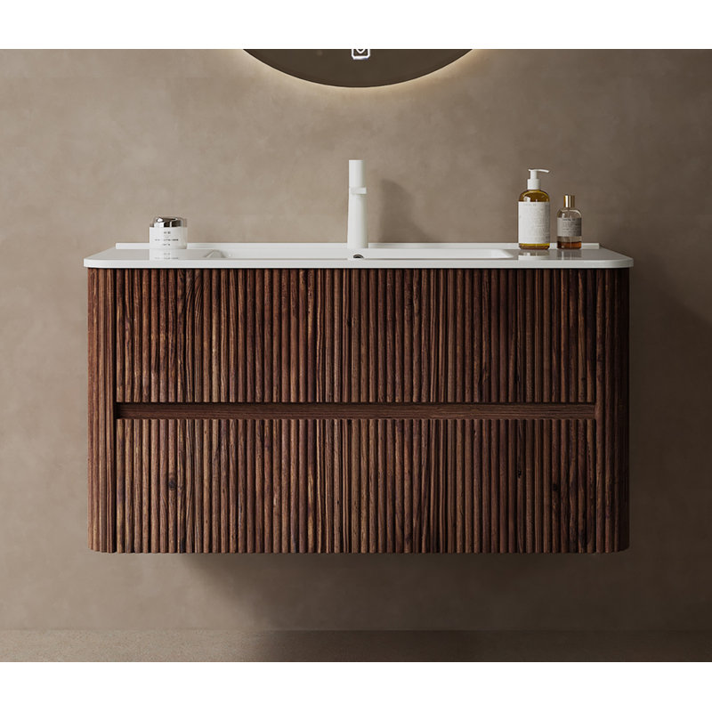 Meuble-lavabo rétro 36 "en noyer avec lavabo