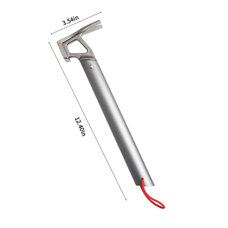 Acier inoxydable d'extérieur à poignée en alliage d'aluminium, tire-clou multifonctionnel pour tente de camping, Gray