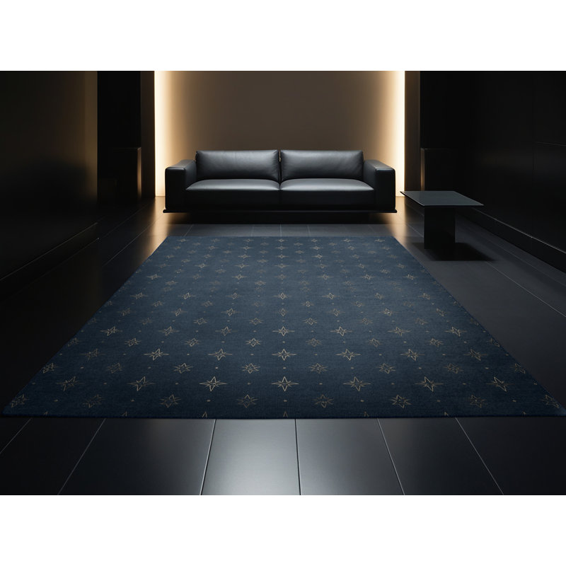 Soft Plush Farrer July 4Th Modern & Contemporary Abstract Area Rug in Gray – Navy Binding, 2x4