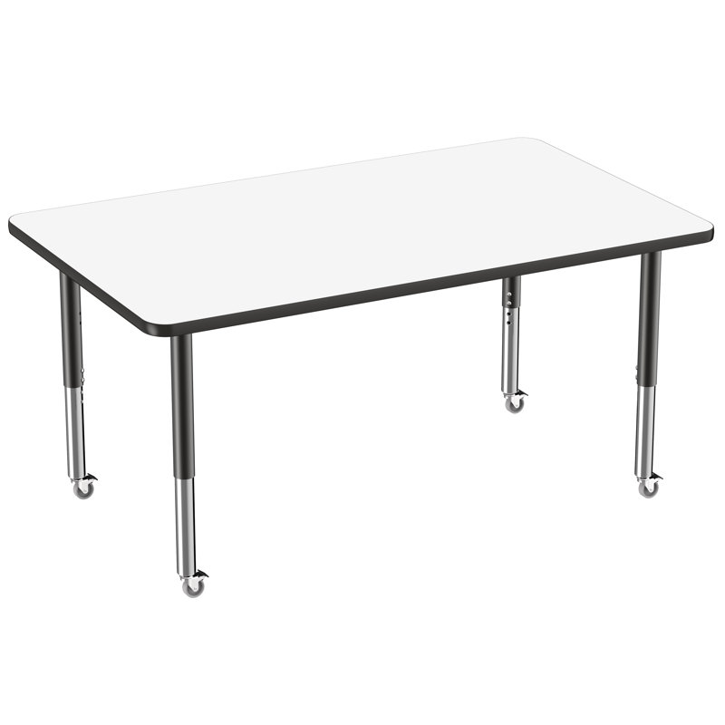 Table d'activités rectangulaire, 24" x 60", Tableau blanc / noir, Roulement pivotant standard