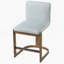 Ensemble de 2 tabourets de bar modernes en bois massif à hauteur de comptoir de 24 po, chaise d'îlot de cuisine revêtue de lin avec pieds en bois au fini noyer pour café-bar Home, gris clair