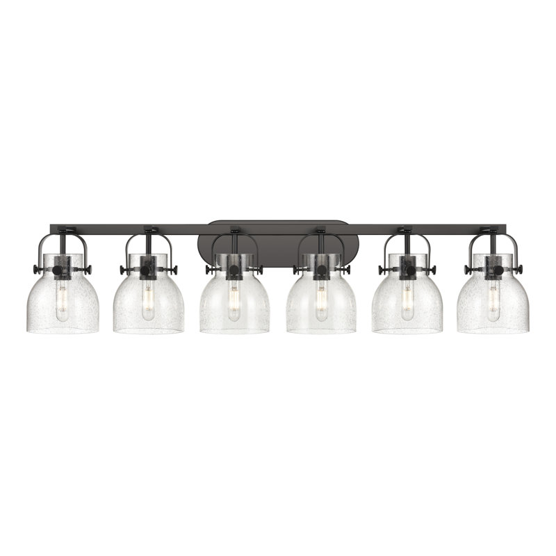 Éclairage pour meuble-lavabo mural 6 po Skycrest, Bullé, Noir mat, Six lumières