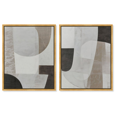 «Shades of Grey Diptych», reproduction d'art sur toile encadrée par Art Remedy, cadre blanc, 24 x 30