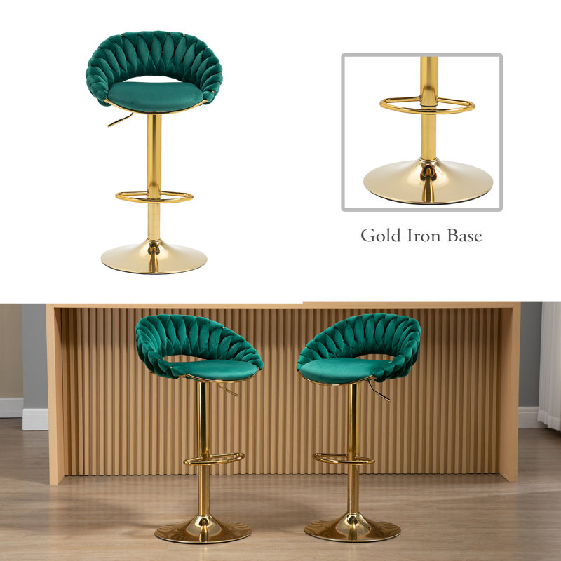 Tabouret de bar pivotant Punak, Émeraude
