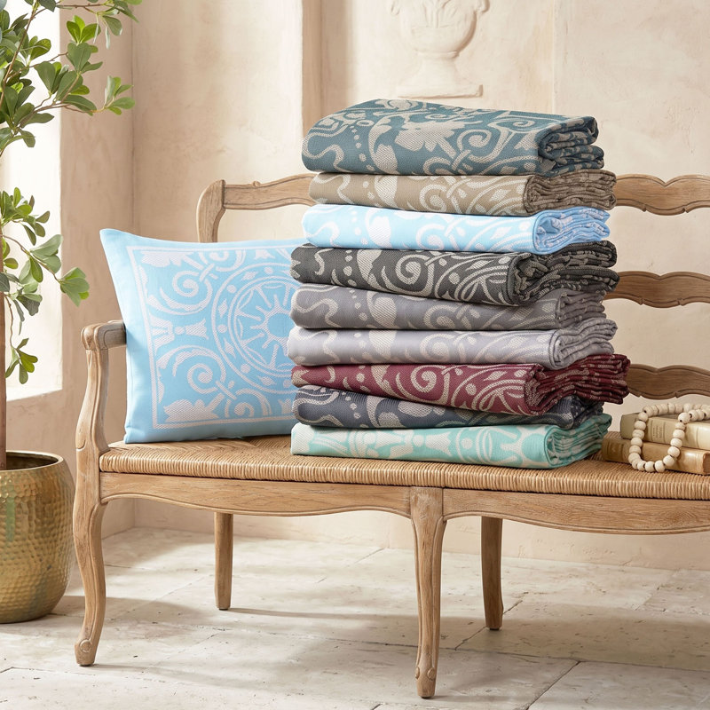 Ensemble de couvre-lit médaillon traditionnel en mélange de coton léger Alistair, Turquoise