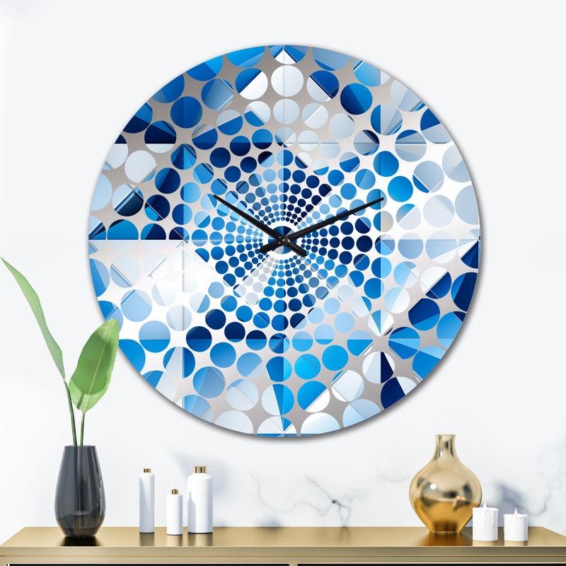 Contemporary Cobalt Tessellations Geometric - Horloge murale géométrique, Grand