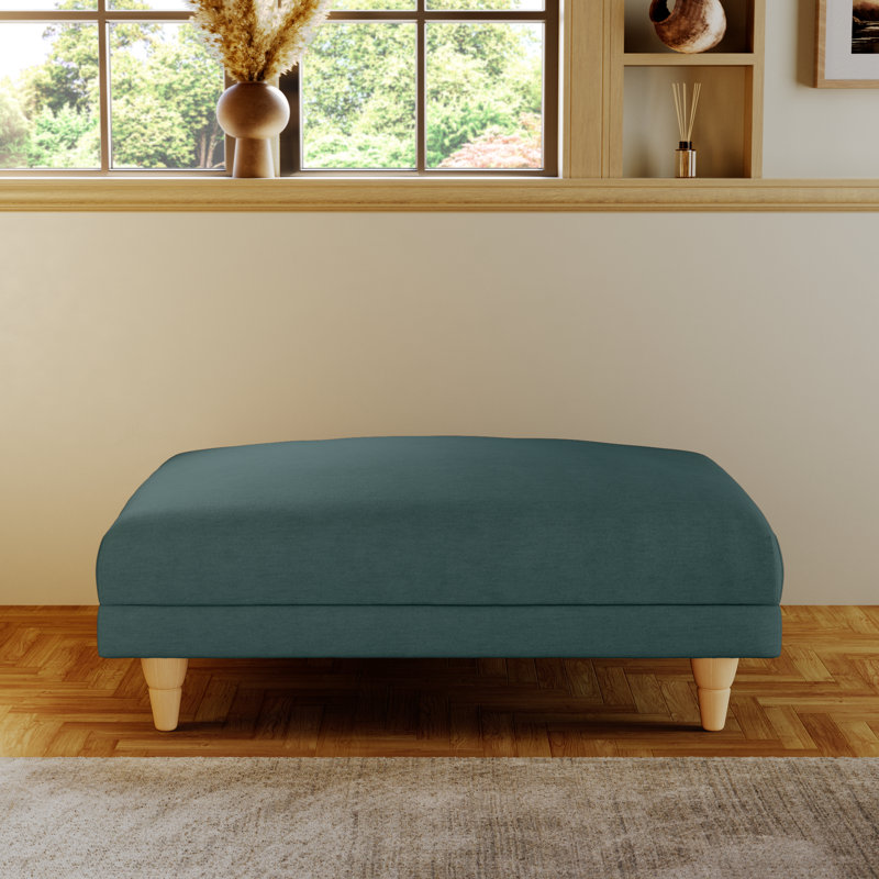 Adaku Banquette Footstool, Teal, Country Oak