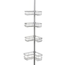 3-Tier Rust-Resistant Tension Pole Shower Caddy with Removable Baskets, 60  in. to 108 in., Oil-Rubbed Bronze 