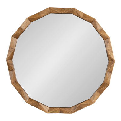 Pieced Wood Round Bathroom Mirror