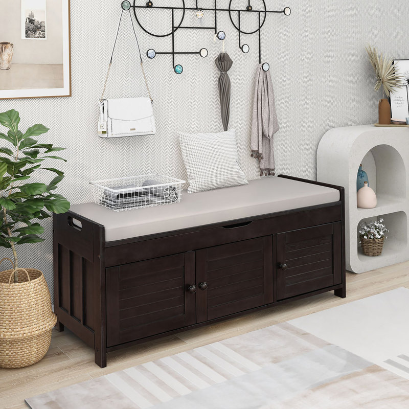 Banc de rangement avec 3 portes à volets (espresso), Espresso