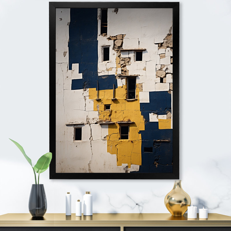 Hier, c'est l'histoire - Reproduction d'art géométrique moderne, Cadre simple noir, H 32 po x l 16 po x P 1 po