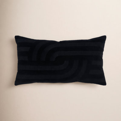 Embroidered Cotton Lumbar Throw Pillow