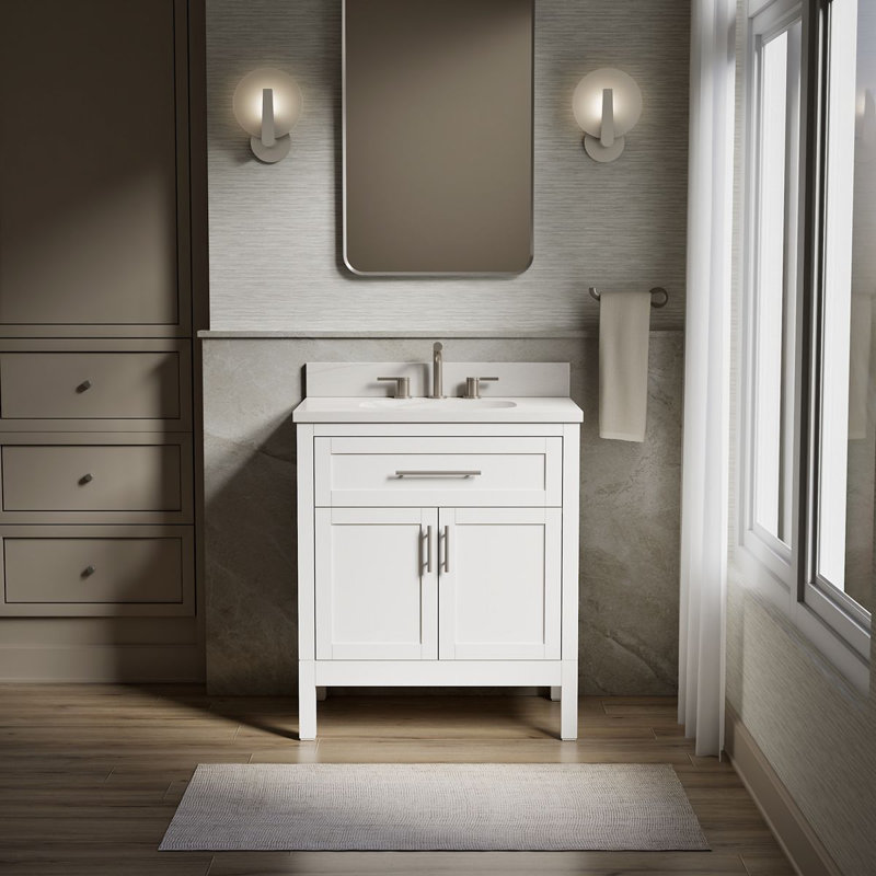 31" Single Bathroom Vanity Set, White, White, 31"
