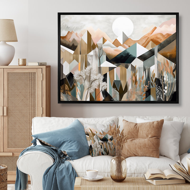 «Rose Gold Metallic Mountains VI», reproduction sur toile, H 12 po x l 20 po x P 1 po, Cadre flottant noir