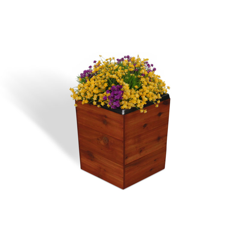 Campton Handmade Wood Planter Box, Bold Cedar, 17" H x 14" W x 14" D