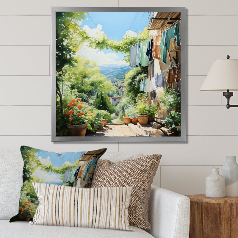 Art mural sur toile de ferme, impression de scène rustique «Laundry Day In Province I», H 30 po x l 30 po x P 1 po