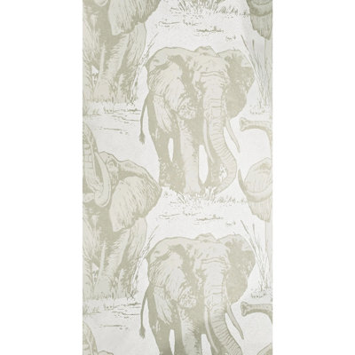 Rouleau de papier peint en velours texturé ivoire ivoire beige blanc cassé éléphant