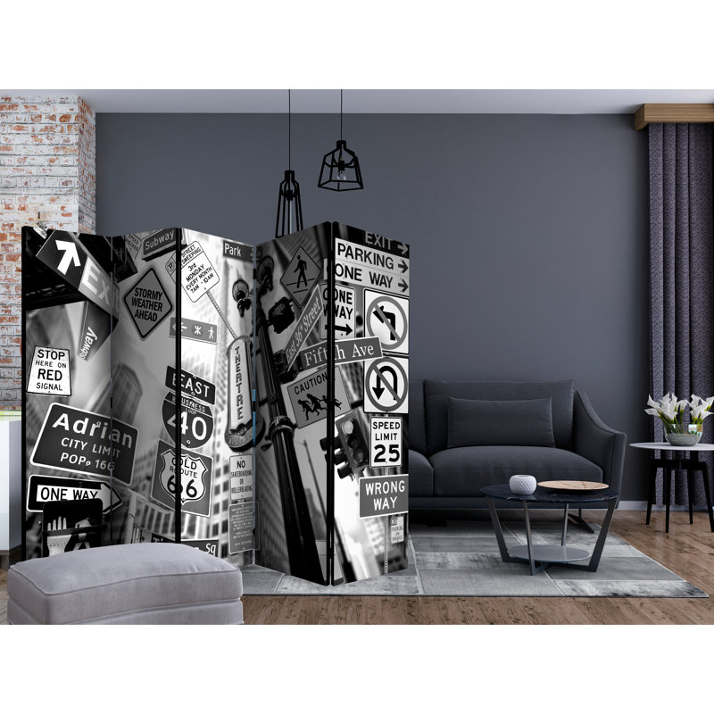 Hafsteinn 225cm W x 172cm H 5 - Panel Solid Wood Folding Room Divider