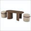 Ensemble de tables basses ovales avec 2 repose-pieds en tissu assortis