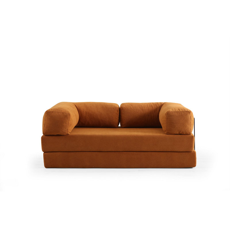 Canapé-lit 3 places, Orange, H 39,37 po x l 78,74 po x P 31,5 po, 2