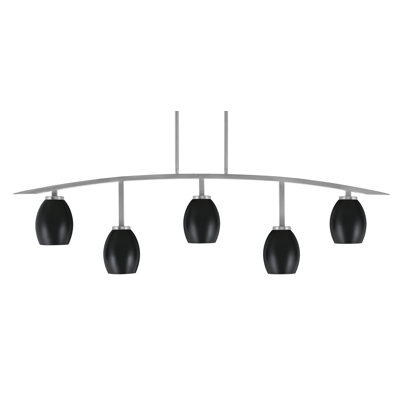 Barre d'éclairage 5 lumières kurve au fini graphite avec abat-jour ovales en métal de 5 po
