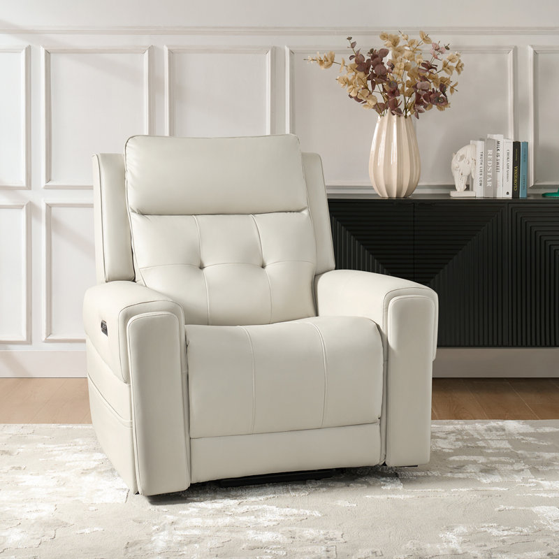 Fauteuil inclinable électrique avec fonction de massage et de chauffage Joseph, Ivoire ivoire
