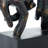 Polystone Weathered Patina Linked Hands Decorative Sculpture with Block Base and Gold Accents
