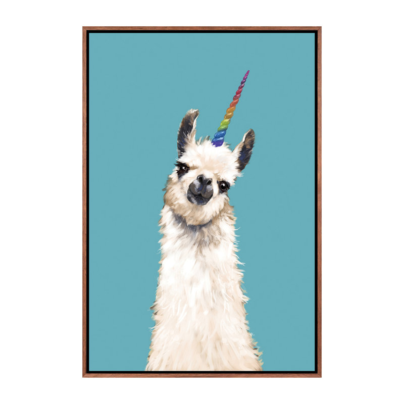Art encadré licorne, H 60 po x l 40po x P 1,5 po, Toile avec cadre brun classique