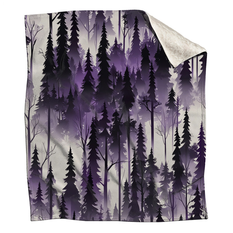 Couvertures de silhouette de forêt mauve, 50 po L x 60 po H
