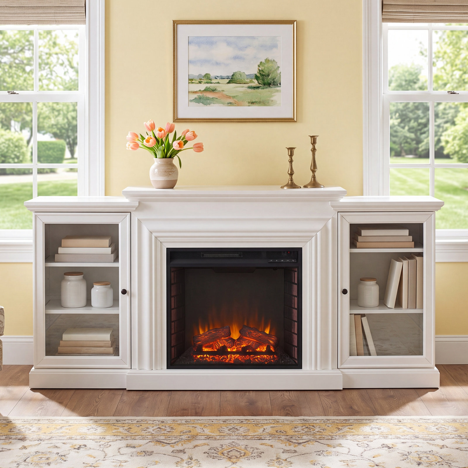 Walton Faux Log Electric Fireplace