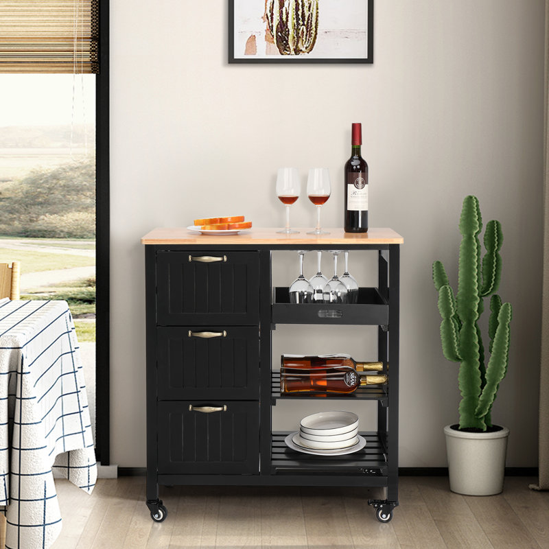 Îlot de cuisine 29,92 po, Noir
