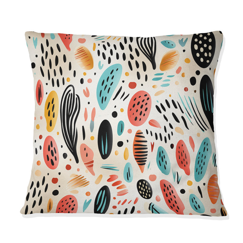 Motif d'animaux tribaux de couleur claire - Coussin Abstrait corail multicolore abstrait - Coussin décoratif