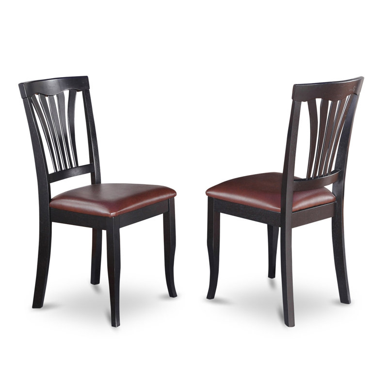 Avon Dining Chairs - Faux Leather Upholstered Wooden Chairs, Set of 2, Black, Black, Faux Leather