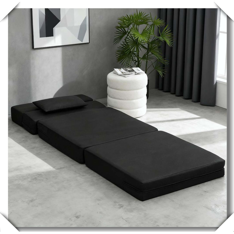 Fauteuil-lit pliant avec canapé-lit en lin, Noir