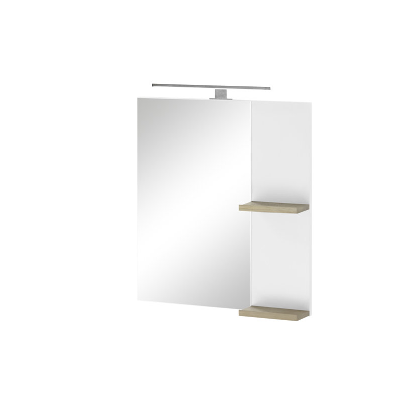 George-James Wood Flat Wall Mirror, White, 70cm H x 60cm W