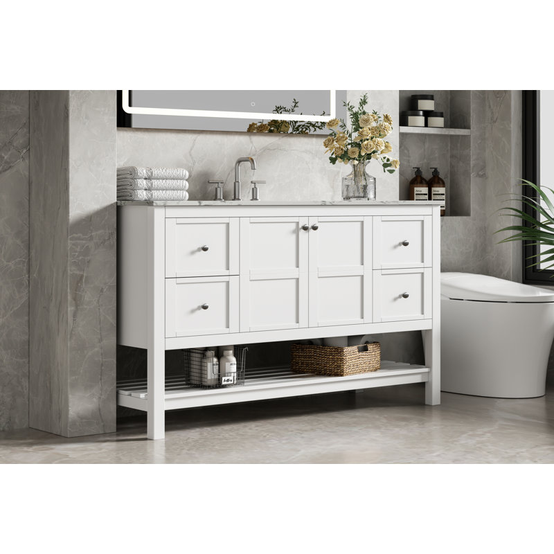 54 inch Single Bathroom Vanity, White